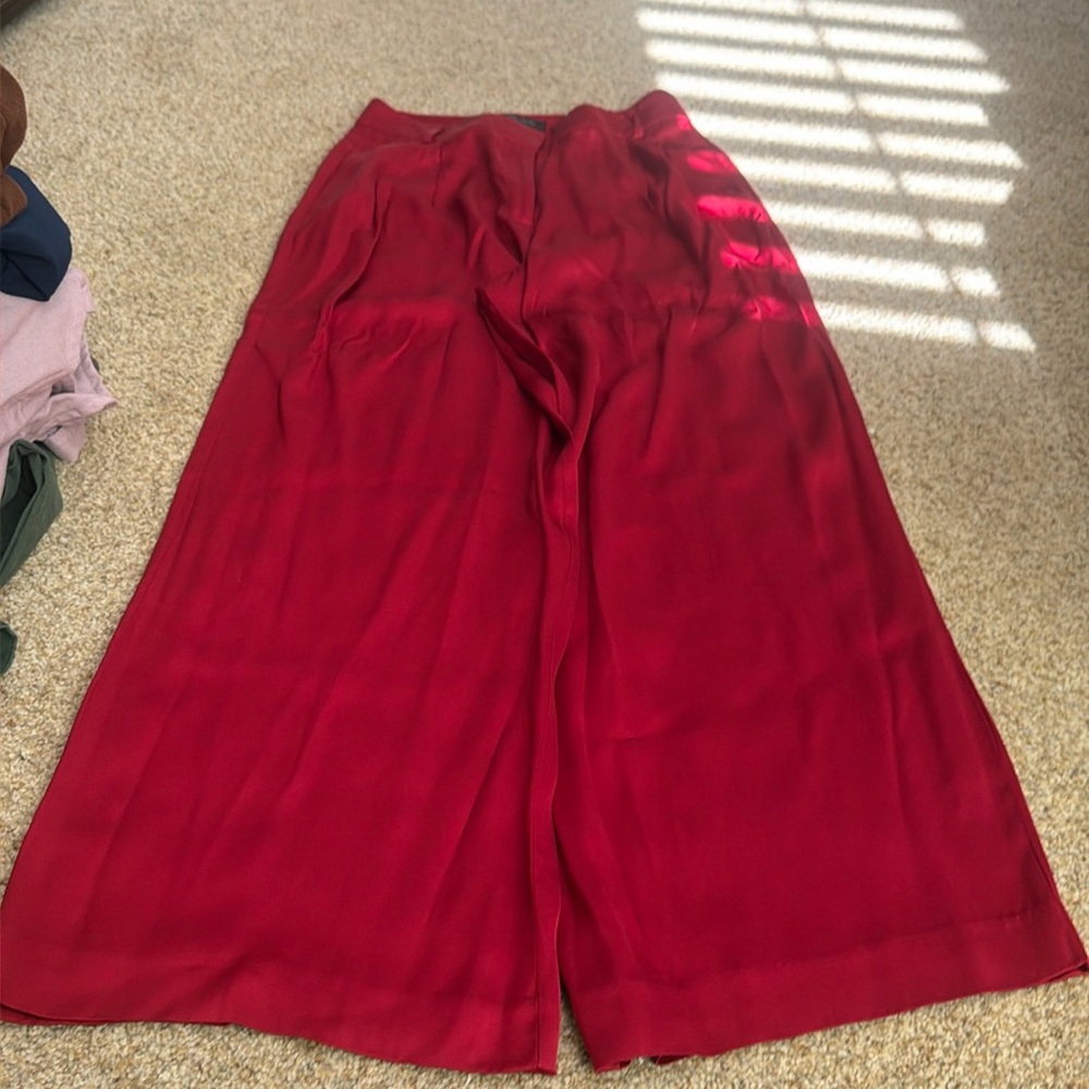 Ann Taylor silk red wide leg pants